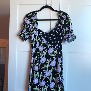 NWT Floral / Polkadot Sweetheart Neck Maxi Dress